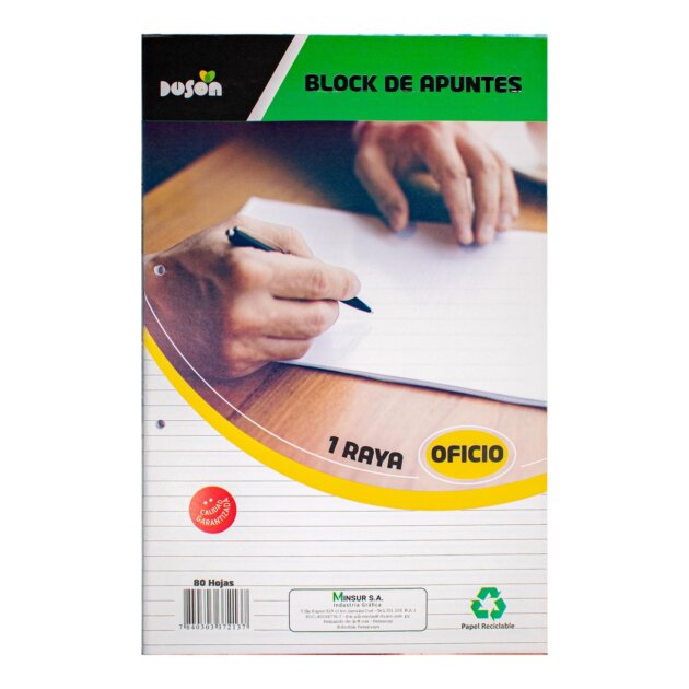 Block de apuntes Duson oficio 1 raya 80 hojas