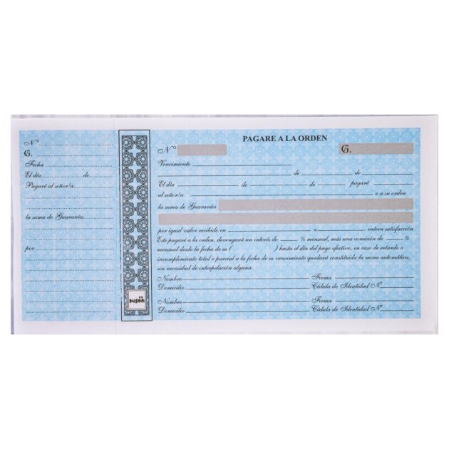 Talón pagarés en guaraní color x20