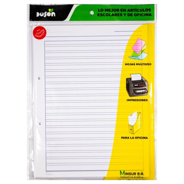 Hojas repuesto univ 2 rayas 50 hojas blister